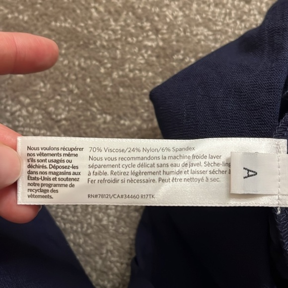 Eileen Fisher Navy Pant Elastic Waistband Pant with Side Slits Size S - Picture 9 of 11